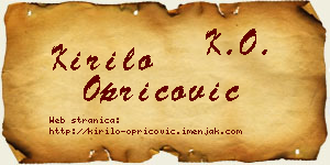 Kirilo Opricović vizit kartica